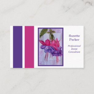 Hot Pink Purple Fuchsia Flower Event Planner Business Card