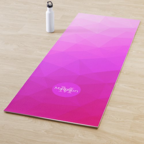 Hot pink purple geometric mesh pattern Monogram Yoga Mat