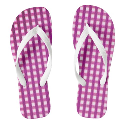 Hot Pink Purple Gingham Check Sandal Flip Flops 