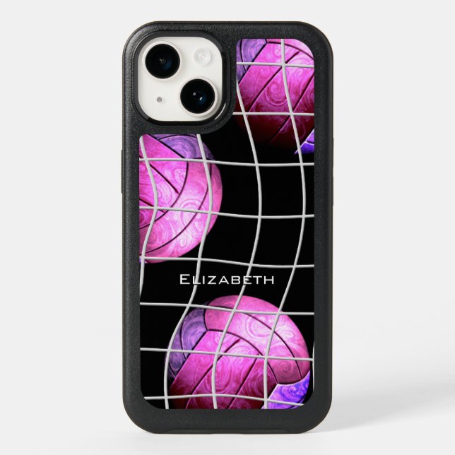 hot pink purple girls volleyball otterbox iPhone case (Back)