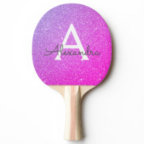 Hot Pink - Purple Glitter and Sparkle Monogram Ping Pong Paddle Hot Pink - Purple Glitter and Sparkle Monogram Ping Pong Paddle