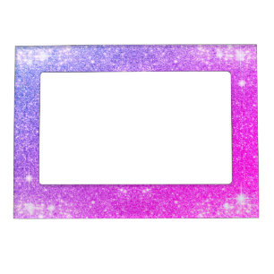 Hot Pink Purple Glitter Sparkle Faux Texture Magnetic Photo Frame
