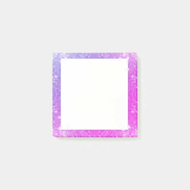 Hot Pink Purple Glitter Sparkle Faux Texture Post-it Notes (Front)