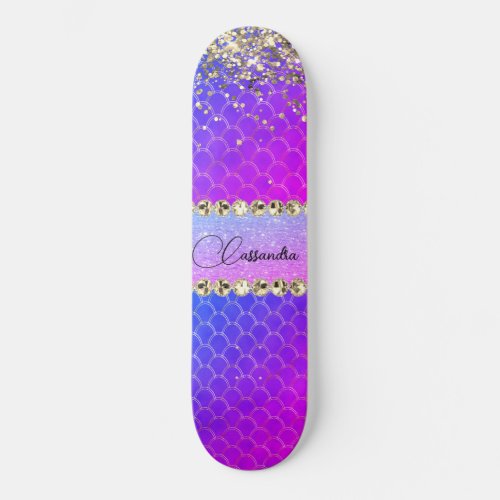 Hot Pink Purple Glittery Bling Skateboard