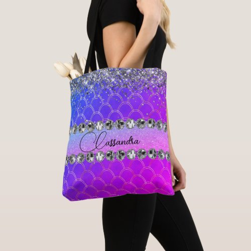 Hot Pink Purple Glittery Diamond Bling   Tote Bag