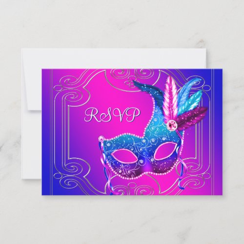 Hot Pink Purple Masquerade Party RSVP