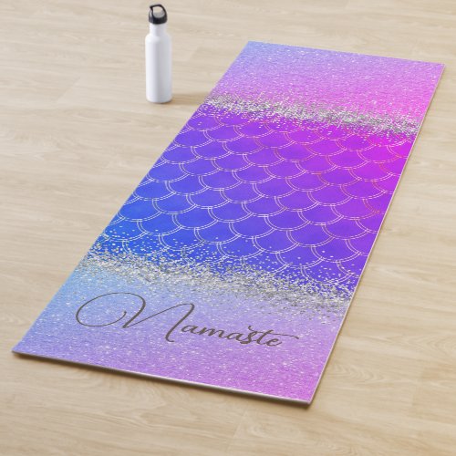 Hot Pink Purple Mermaid Scales Glittery Bling  Yoga Mat
