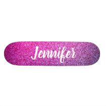 Hot Pink Purple Ombre Faux Glitter Personalized Skateboard Hot Pink Purple Ombre Faux Glitter Personalized Skateboard
