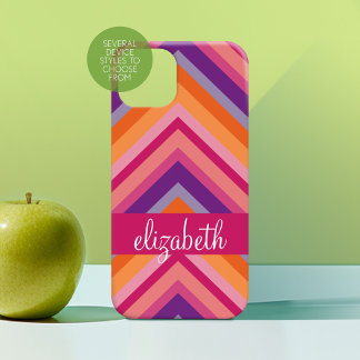 Hot Pink Purple Orange Chevron Pattern Case-Mate iPhone 14 Plus Case