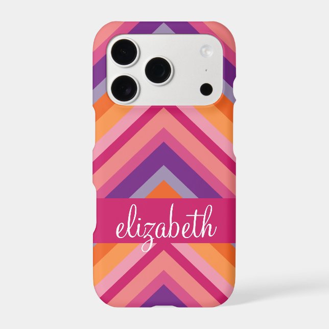 Hot Pink Purple Orange Chevron Pattern Iphone Case (Back)
