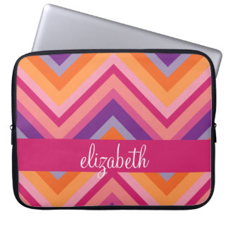 Hot Pink Purple Orange Chevron Pattern Laptop Sleeve