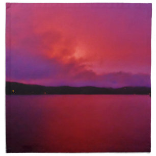 Hot Pink Purple sunset on Lake Arrowhead Cloth Napkin