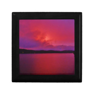 Hot Pink Purple sunset on Lake Arrowhead Jewelry Box