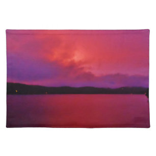 Hot Pink Purple sunset on Lake Arrowhead Placemat