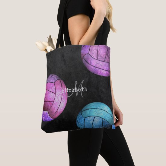 hot pink purple turquoise chic women's volleyball tote bag