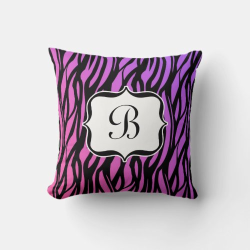 Hot PinkPurple Zebra Monogram Cushion