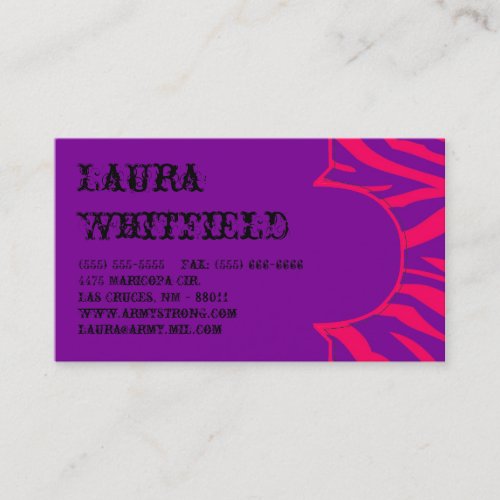 Hot Pink Purple Zebra Print Animal Business Card