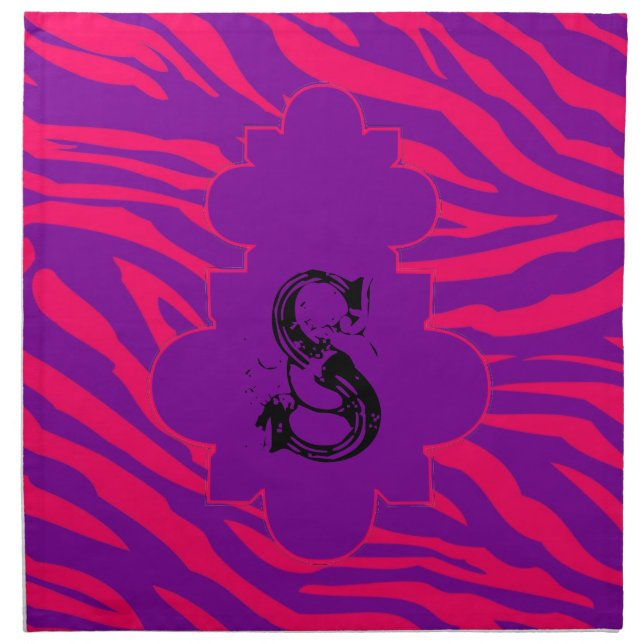Hot Pink Purple Zebra Print Animal Pattern Napkins (Front)