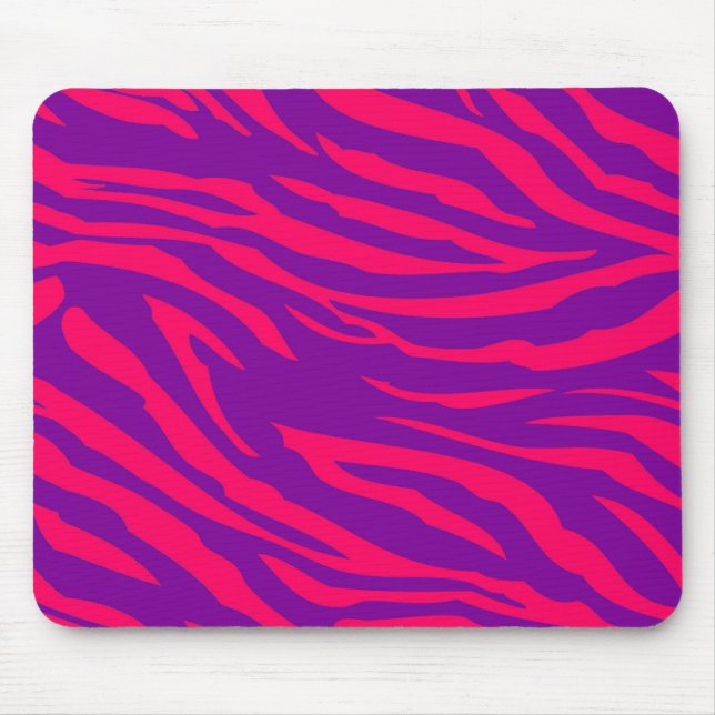 Hot Pink Purple Zebra Print Personalized Mousepad (Front)