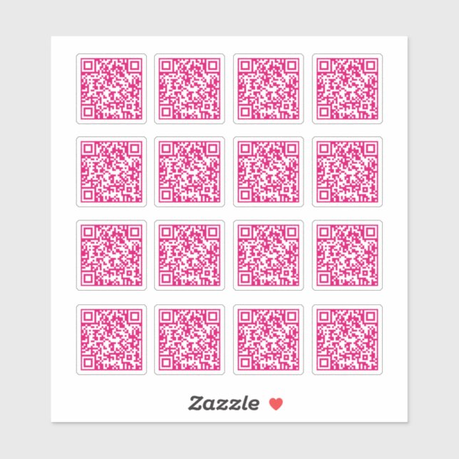 Hot Pink QR Code Laser Cut Vinyl  Sticker (Sheet)