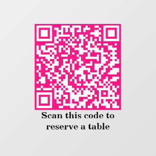 Hot Pink QR Code Table Reservation Window Cling