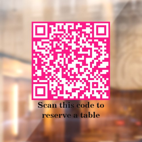 Hot Pink QR Code  Table Reservation  Window Cling