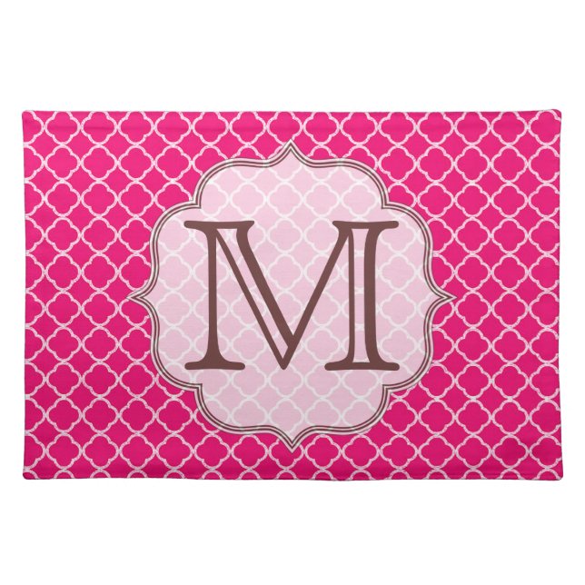Hot Pink Quarterfoil Latti Monogram Place Mat (Front)
