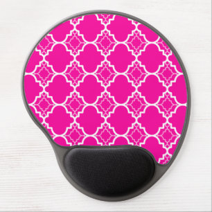 Hot Pink Quatrefoil Geometric Pattern Gel Mouse Pad