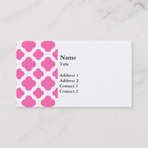 Hot Pink Quatrefoil Pattern Business Card