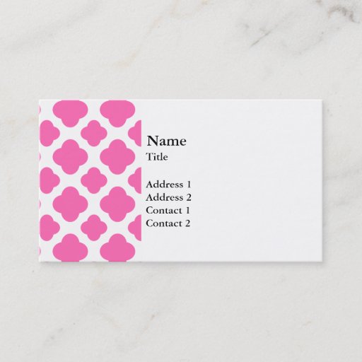 Customizable Hot Pink Quatrefoil Pattern Business Card
