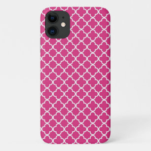 Hot Pink Quatrefoil Pattern iPhone 11 Case