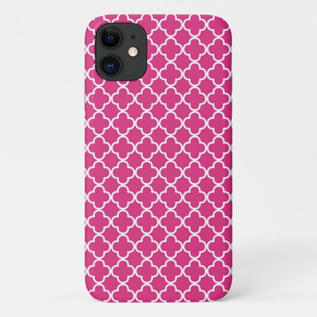 Hot Pink Quatrefoil Pattern Case-Mate iPhone Case (Back)