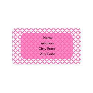 Hot Pink Quatrefoil Pattern Label