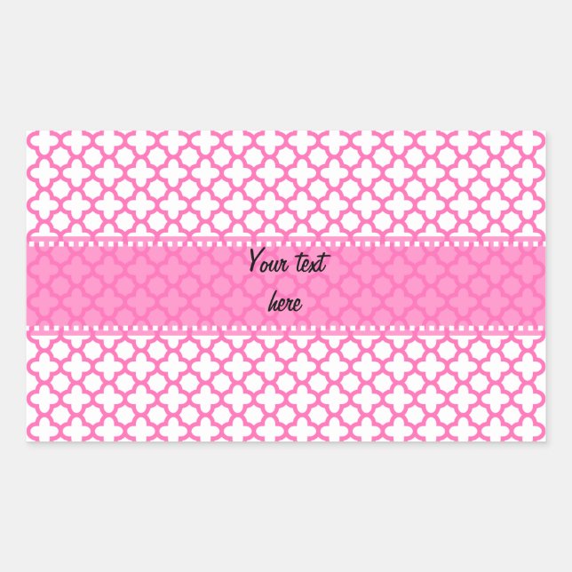 Hot Pink Quatrefoil Pattern Rectangular Sticker (Front)