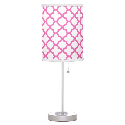 Hot Pink Quatrefoil Pattern Table Lamp (Left)