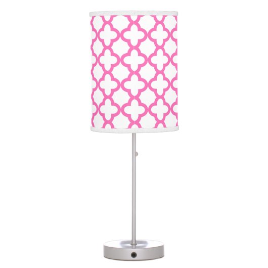 Hot Pink Quatrefoil Pattern Table Lamp (Back)