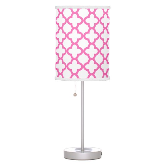 Hot Pink Quatrefoil Pattern Table Lamp (Right)