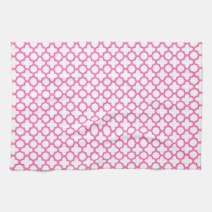 Hot Pink Quatrefoil Pattern Towel