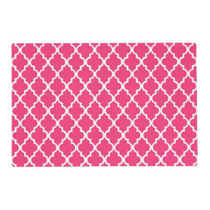 Hot Pink Quatrefoil Tiles Pattern Placemat