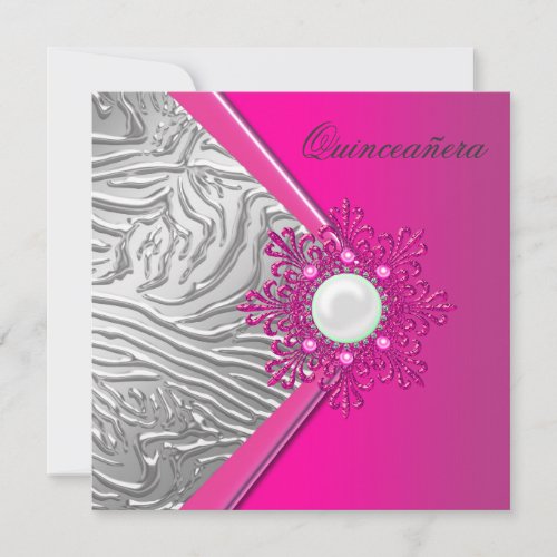 Hot Pink Quinceanera 15th Birthday Party Invitation