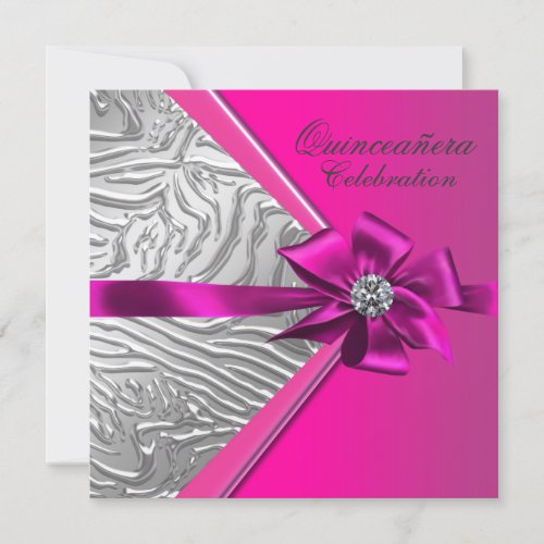 Hot Pink Quinceanera Birthday Party Invitation