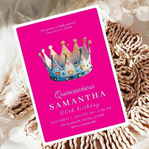 Hot Pink Quinceanera Crown Birthday