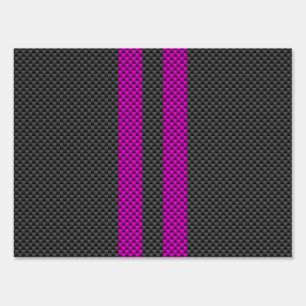 Hot Pink Racing Stripes in Carbon Fiber Style Sign