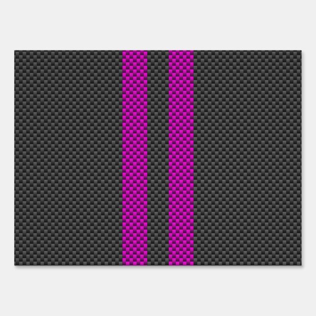 Hot Pink Racing Stripes in Carbon Fiber Style Sign (Front)