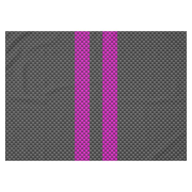 Hot Pink Racing Stripes in Carbon Fiber Style Tablecloth (Front (Horizontal))