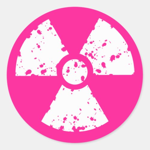 Hot Pink Radioactive sign Classic Round Sticker