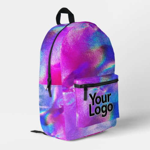 Hot Pink Rainbow Holographic Professional Logo Printed Backpack