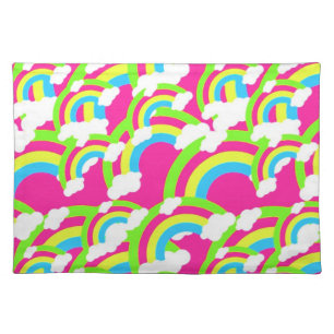 Hot Pink Rainbow Pattern Cloth Placemat