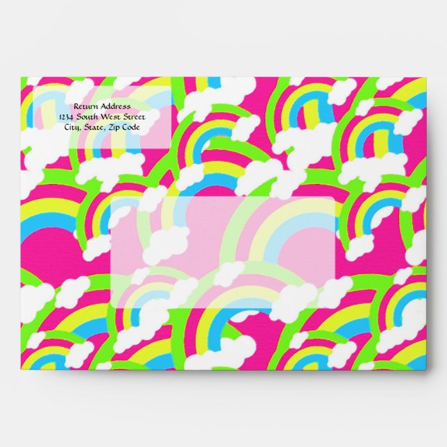 Hot Pink Rainbow Pattern Envelope (Front)
