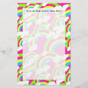 Hot Pink Rainbow Pattern Stationery